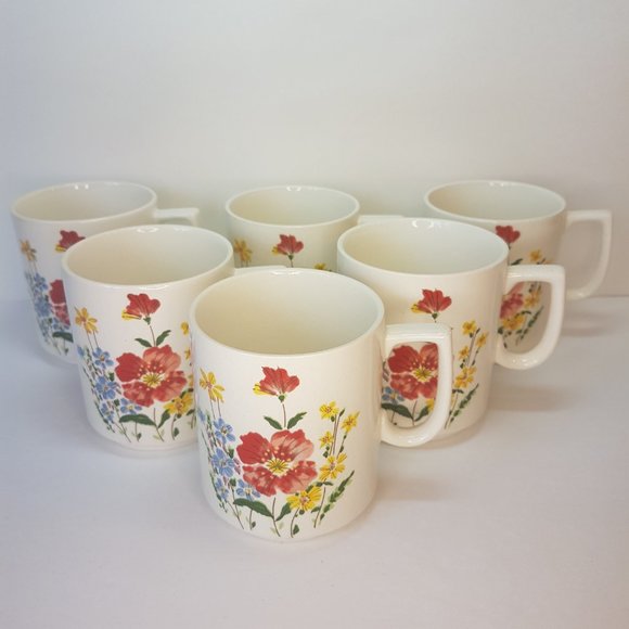 Set of 6 Vintage JAPAN Floral Mugs Teacups Woolworth Woolco Tea Party Coffee - Picture 14 of 16